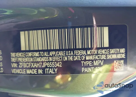 2018 Fiat 500X Pop Fwd из США, поврежденный, VIN ZFBCFXAH7JP655342